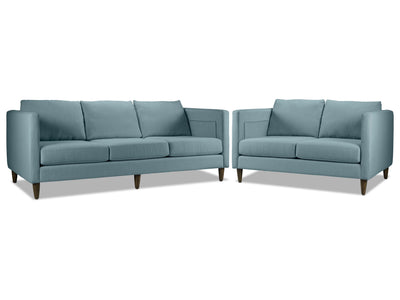 Amelia Sofa and Loveseat Set - Turquoise