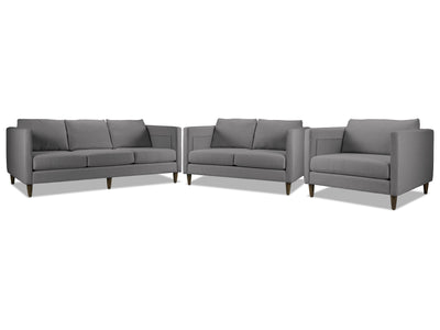 Amelia Sofa, Loveseat and Chair Set - Charcoal