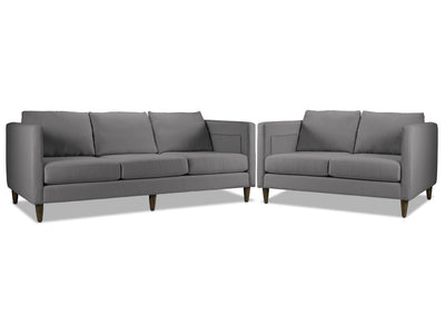 Amelia Sofa and Loveseat Set - Charcoal