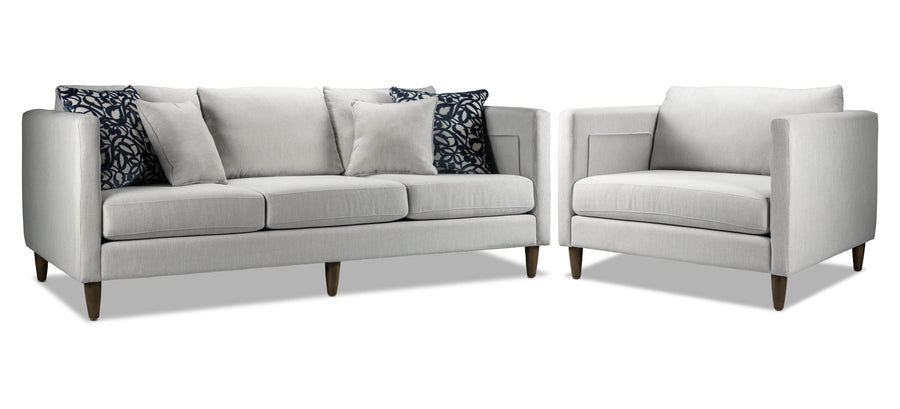 Amelia 2 Pc. Living Room Package w/ Chair and a Half - Light Grey