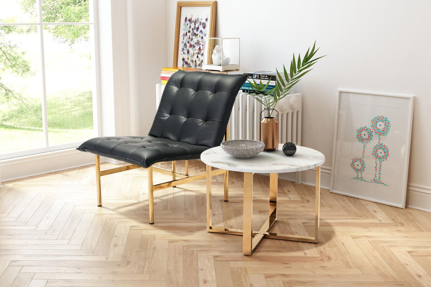 Nezahual - II End Table - Stone/Gold