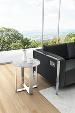 Nezahual End Table - Stone/Stainless Steel