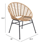 Kalyna Outdoor Papasan Dining Chair - Natural/Black - Set of 2