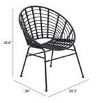 Kalyna Outdoor Papasan Dining Chair - Black - Set of 2