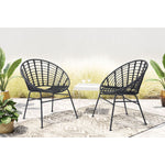 Kalyna Outdoor Papasan Dining Chair - Black - Set of 2