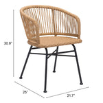Wellwyn Outdoor Dining Arm Chair - Natural/Black - Set of 2