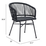 Wellwyn Outdoor Dining Arm Chair - Black - Set of 2