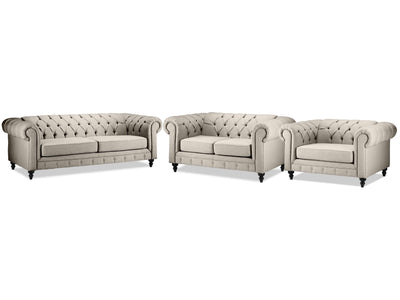 Derbyshire Sofa, Loveseat and Chair and a Half Set - Taupe
