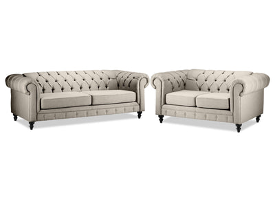 Derbyshire Sofa and Loveseat Set - Taupe