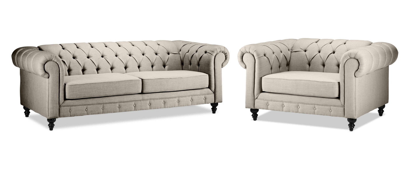 Derbyshire Sofa and Chair and a Half Set - Taupe