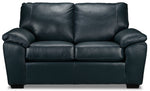 Gaetano Leather Sofa, Loveseat and Chair - Havana Atlantic Blue