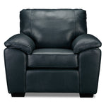 Gaetano Leather Sofa, Loveseat and Chair - Havana Atlantic Blue