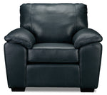 Gaetano Leather Sofa, Loveseat and Chair - Havana Atlantic Blue