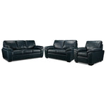 Gaetano Leather Sofa, Loveseat and Chair - Havana Atlantic Blue