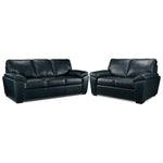 Gaetano Leather Sofa and Loveseat - Havana Atlantic Blue