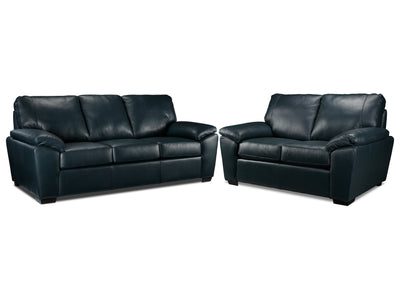 Gaetano Leather Sofa and Loveseat - Havana Atlantic Blue