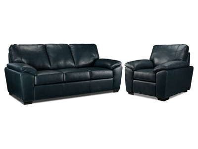 Gaetano Leather Sofa and Chair - Havana Atlantic Blue
