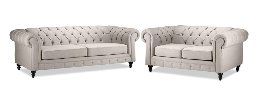 Derbyshire Sofa and Loveseat Set - Wheat