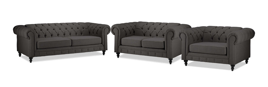 Derbyshire Sofa, Loveseat and Chair and a Half Set - Dark Grey