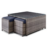 Melville Two- Outdoor Coffee Table with 2 Ottoman- Navy