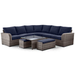 Melville Two- Outdoor Coffee Table with 2 Ottoman- Navy