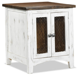 Pueblo End Table - Weathered White