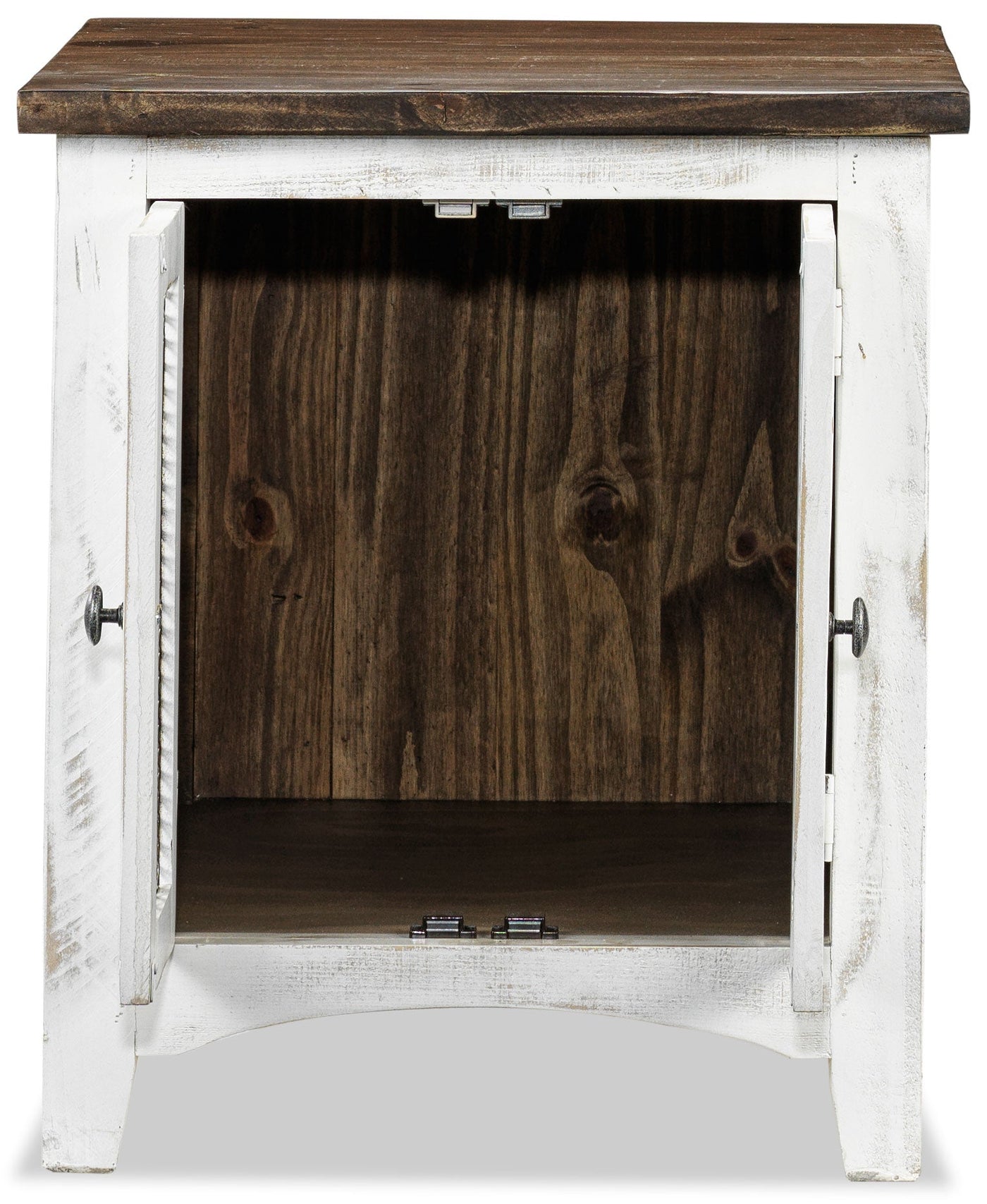 Pueblo End Table - Weathered White