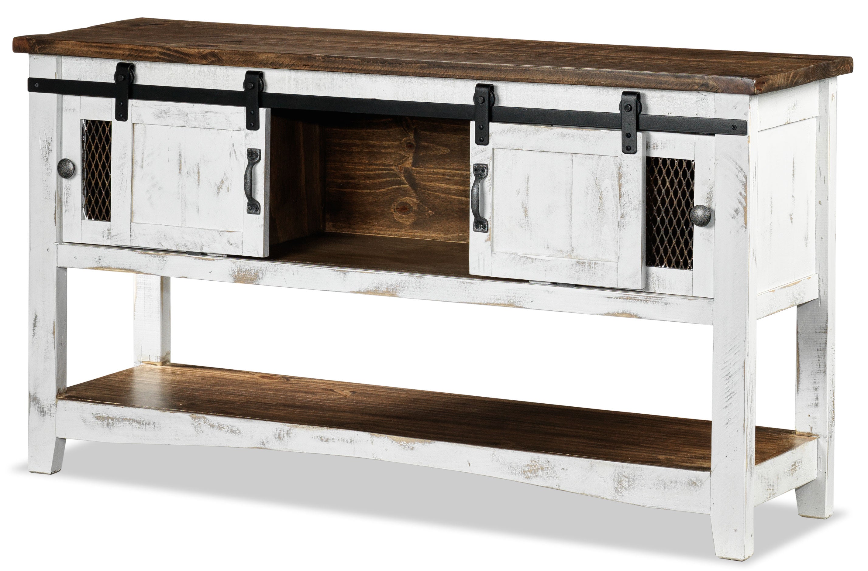 Pueblo Sofa Table - Weathered White