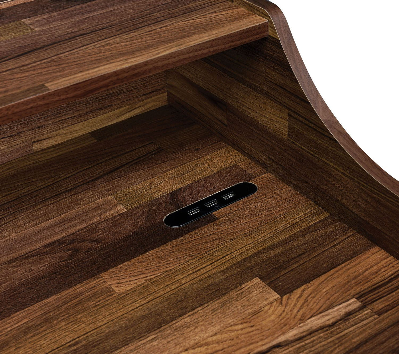 Germain Sleek Office Desk with USB Port - Walnut