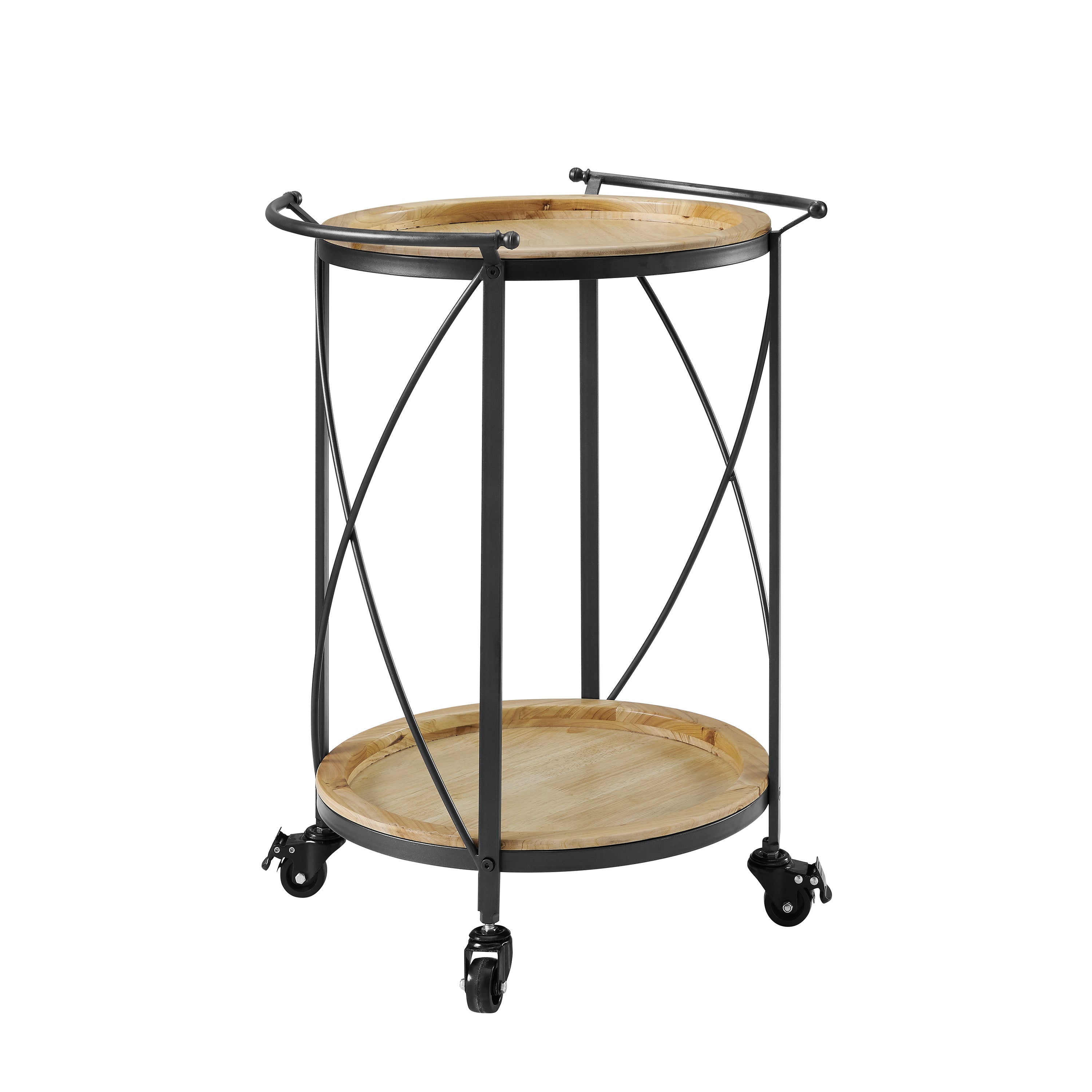 Ollie Round Bar Cart - Brown