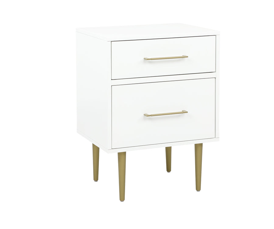 Valerie Glam Night Table - White