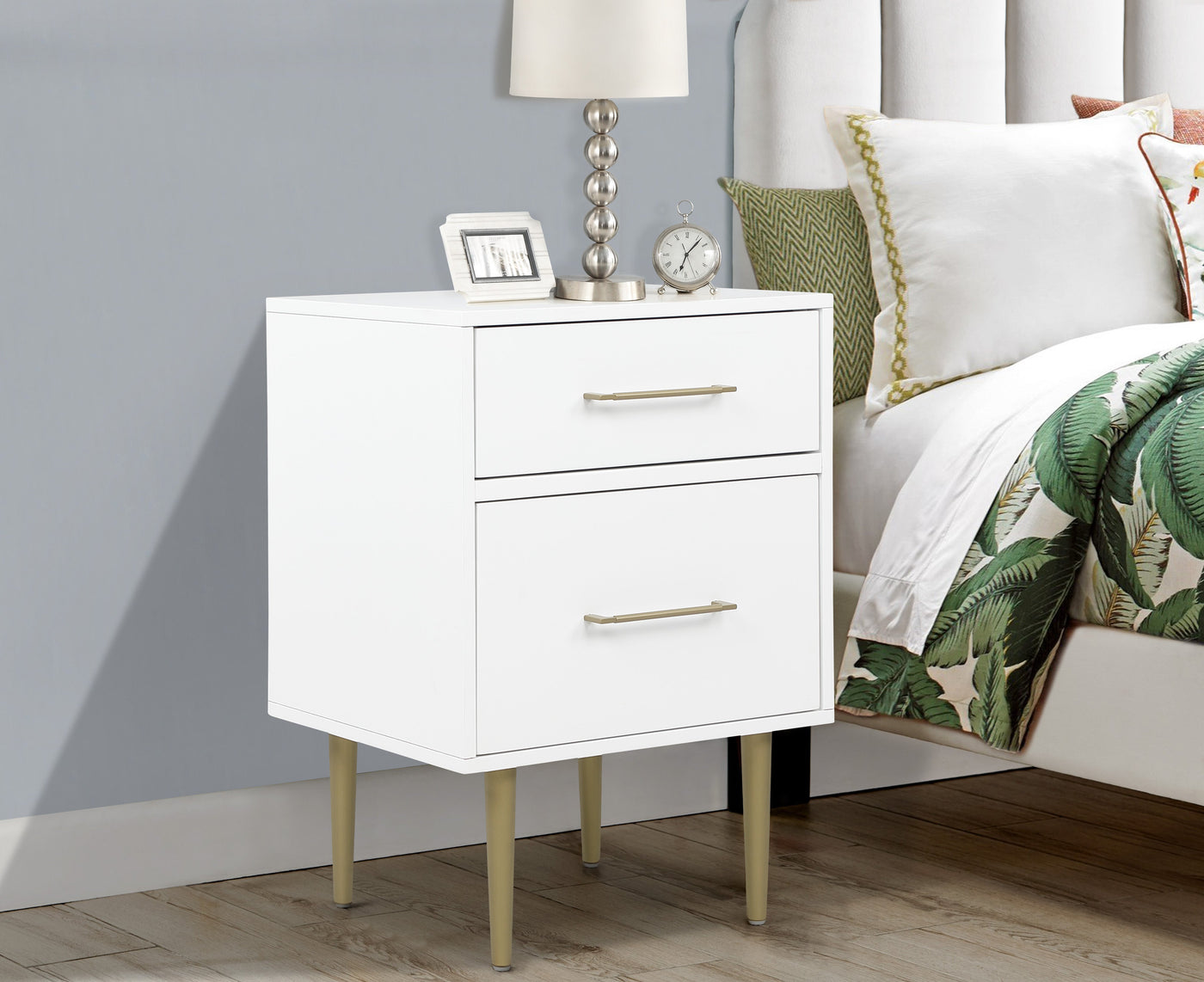 Valerie Glam Night Table - White