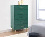 Valerie Glam 5 Drawer Chest - Green