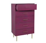 Valerie Glam 5 Drawer Chest - Raspberry