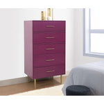 Valerie Glam 5 Drawer Chest - Raspberry
