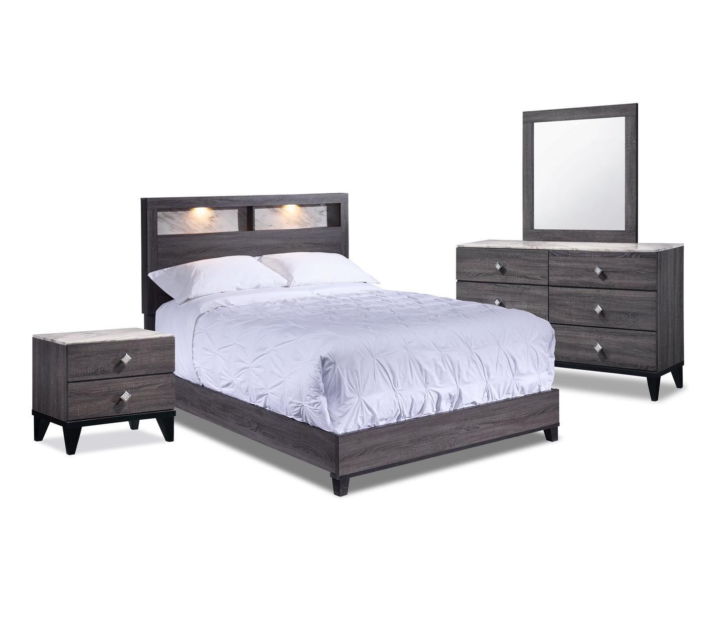 Amber 6-Piece King Bedroom Package - Grey, Black