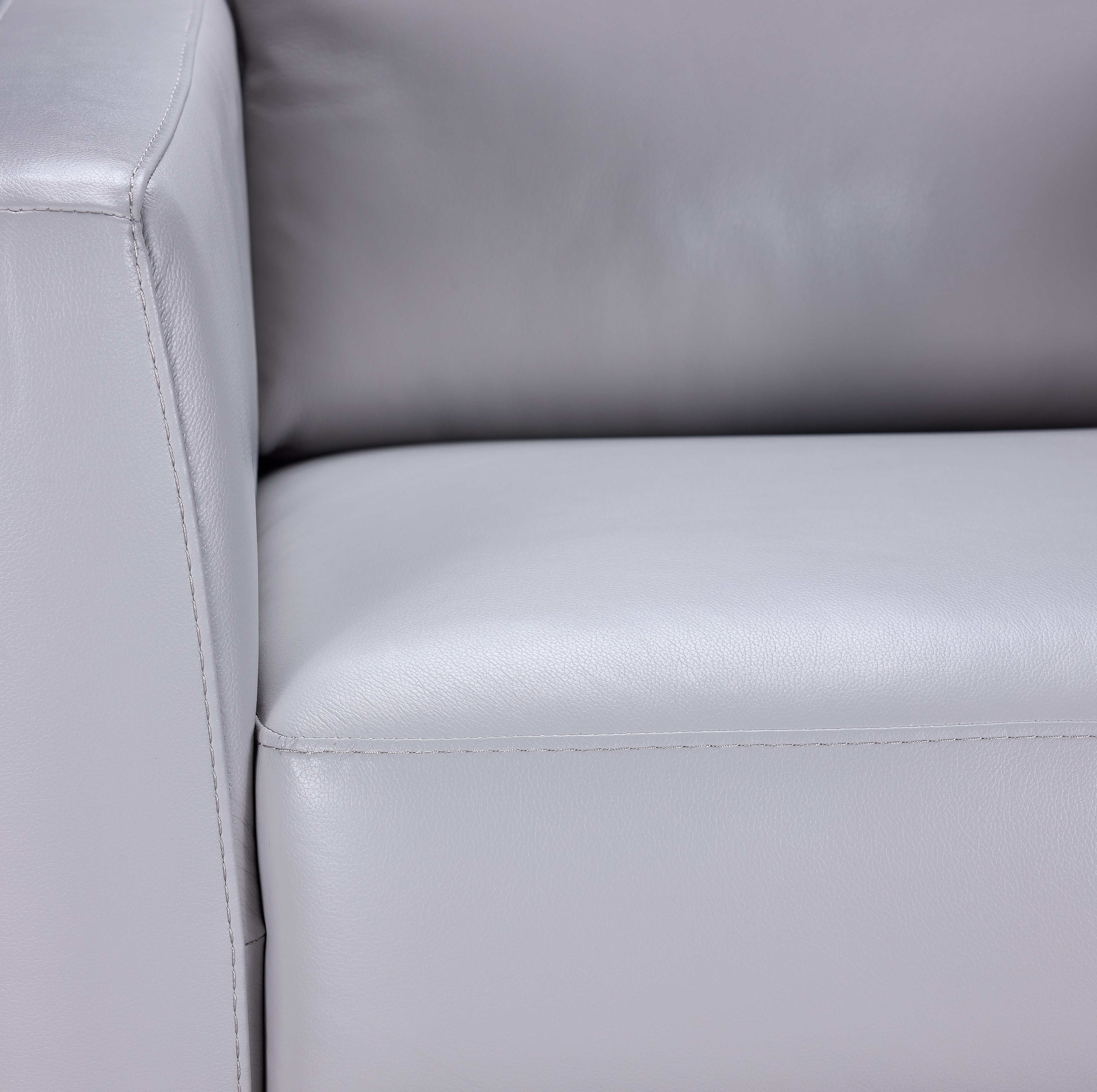 Aston Leather Sofa - Light Grey