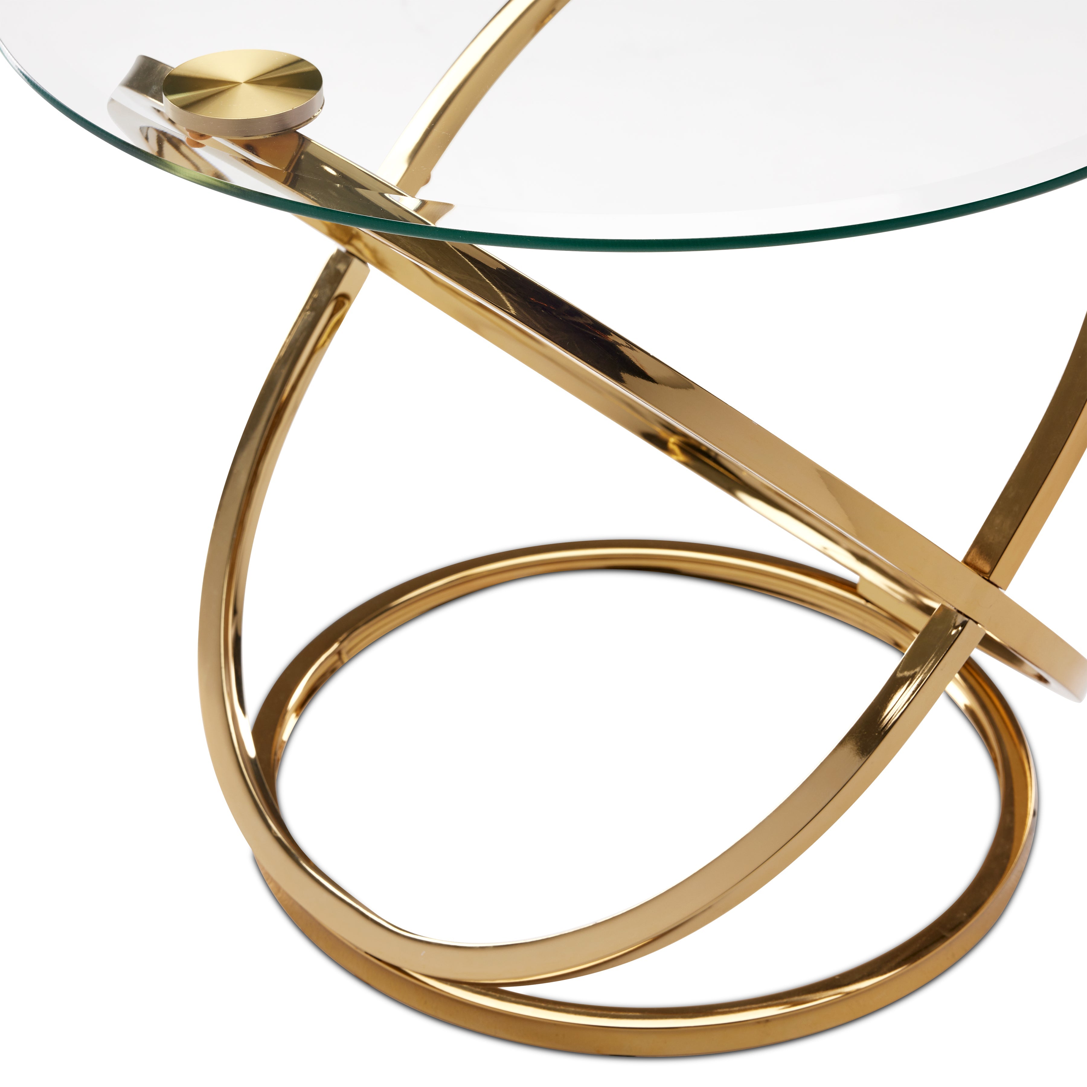 Axis End Table - Glass and Gold