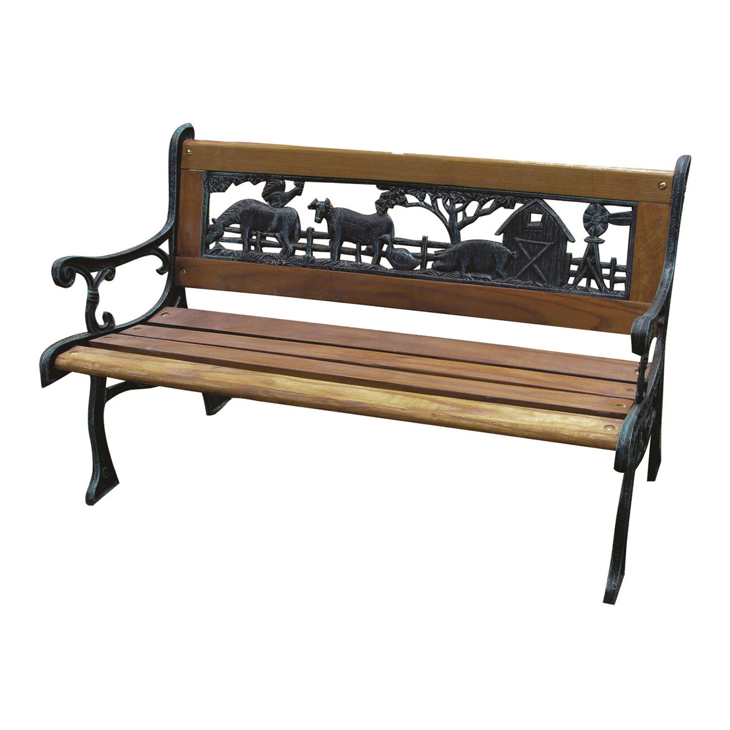 Minglehaze Outdoor Bench - Natural Brown/Verdi Gris