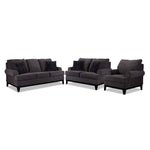 Crizia Sofa, Loveseat and Chair Set - Dark Grey