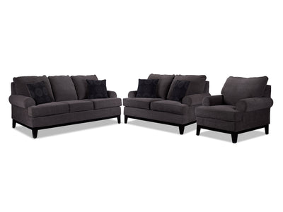 Crizia Sofa, Loveseat and Chair Set - Dark Grey
