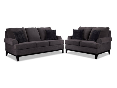 Crizia Sofa and Loveseat Set - Dark Grey