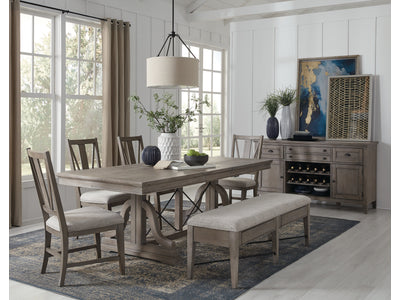 Paxton Place 6-Piece Dining Set With Bench - Grayish Brown