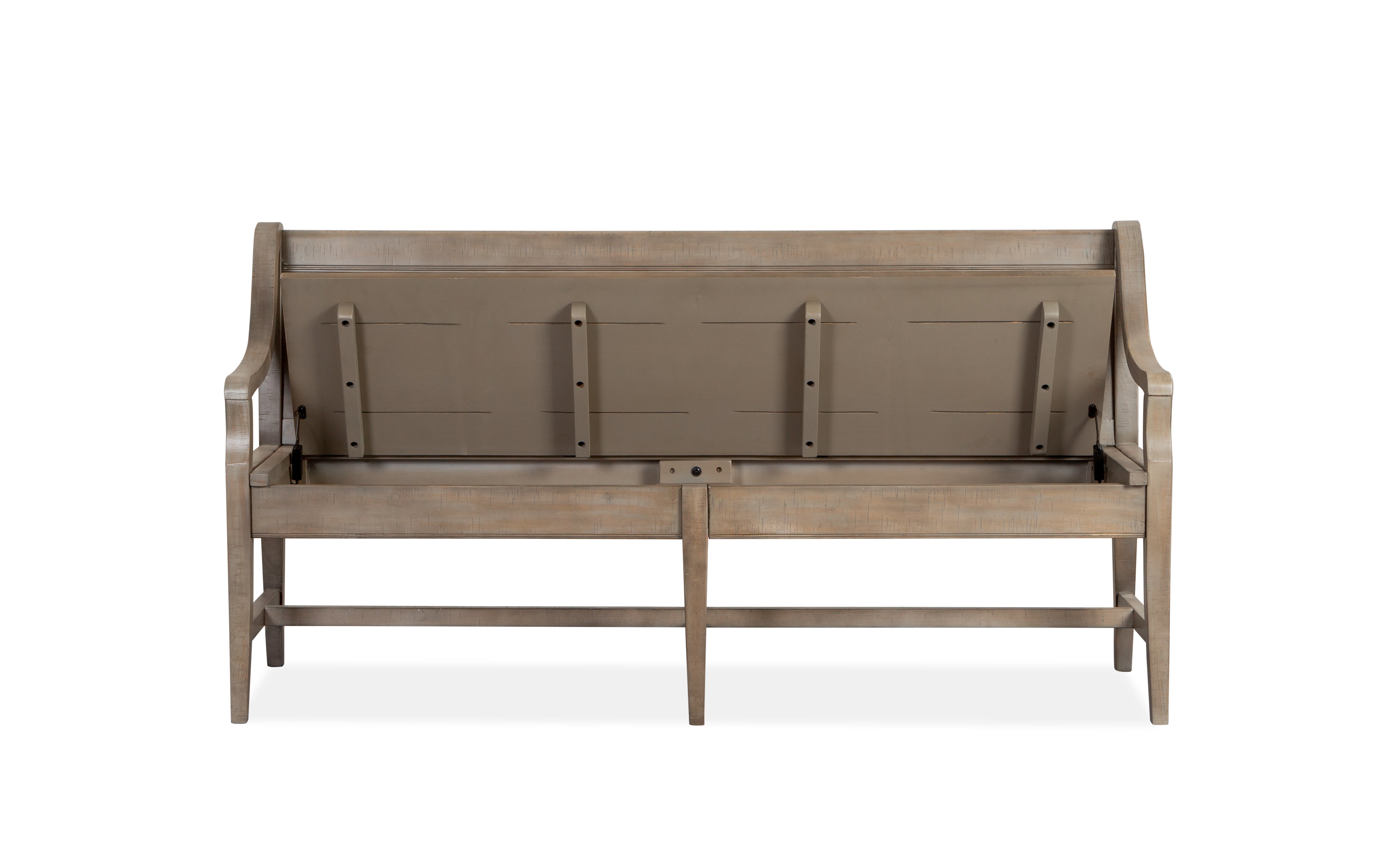 Paxton Place Bench With Back and Storage - Grayish Brown