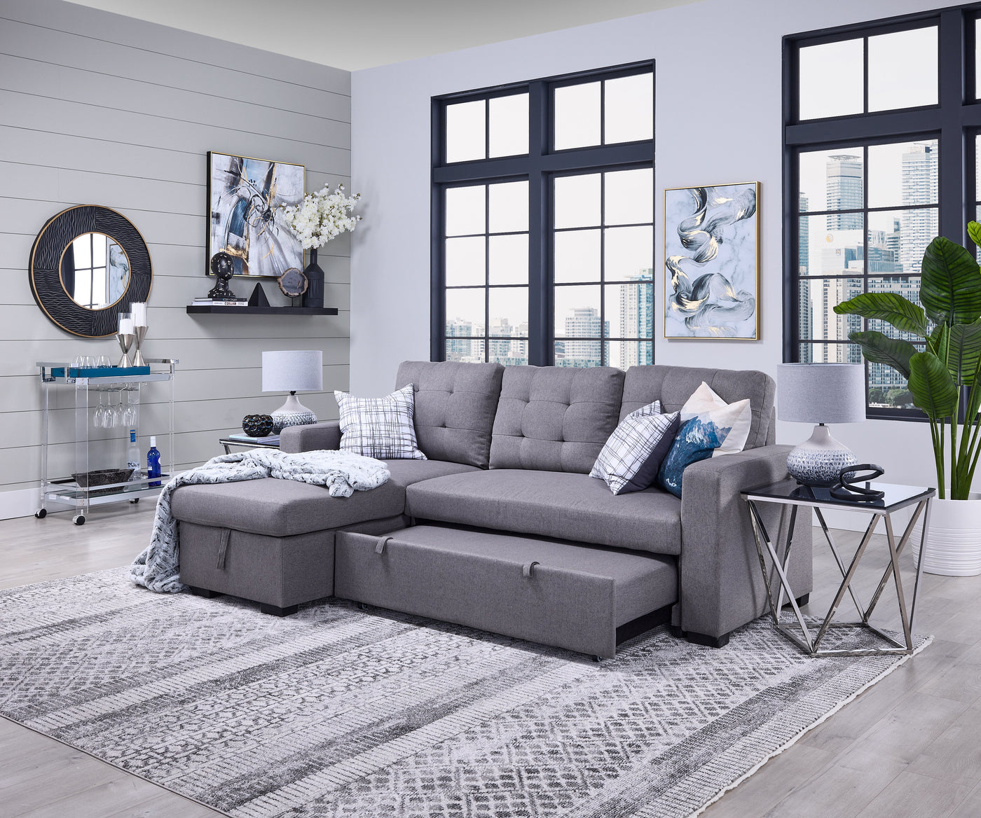 Dustin Pop-Up Sofa Bed - Grey