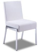 Ellis 5-Piece Dining Set- Glass, Chrome, White