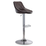 Esma Bar Height Stool - Brown, Chrome
