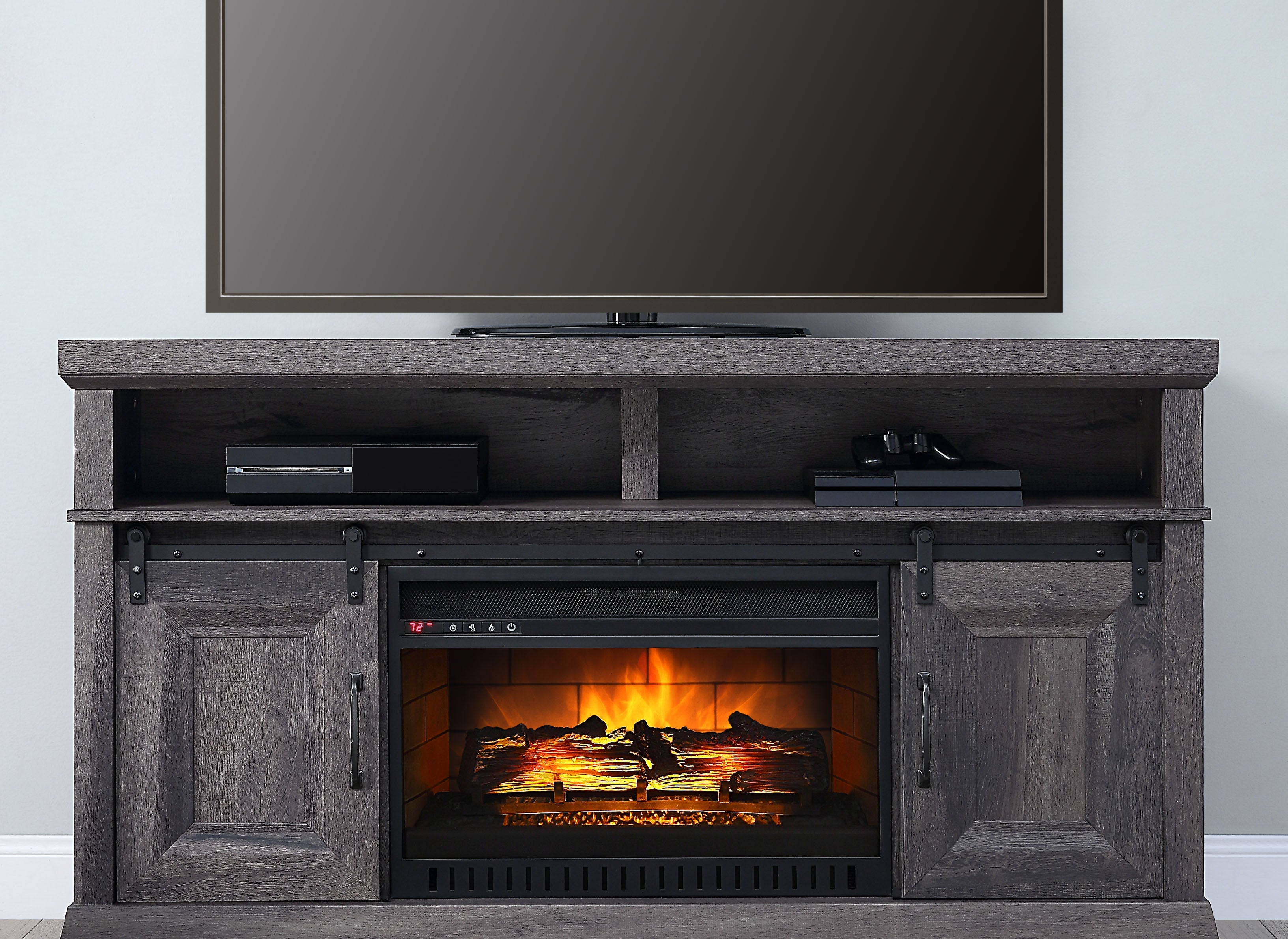 Preston Fireplace TV Stand - Charcoal