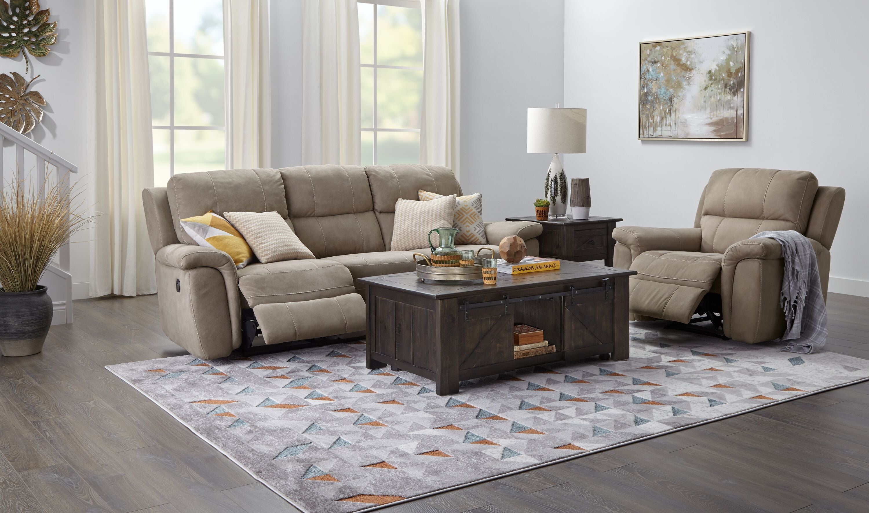 Roarke 2 Pc. Living Room Package w/ Chair - Silver Grey