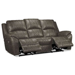 Wesley Dual Power Reclining Sofa, Dual Power Reclining Loveseat w/Console and Dual Power Recliner Set - Granite